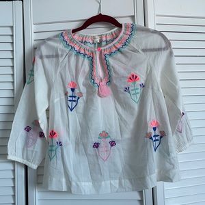 J.Crew Girls Embroidered Long-sleeve Blouse